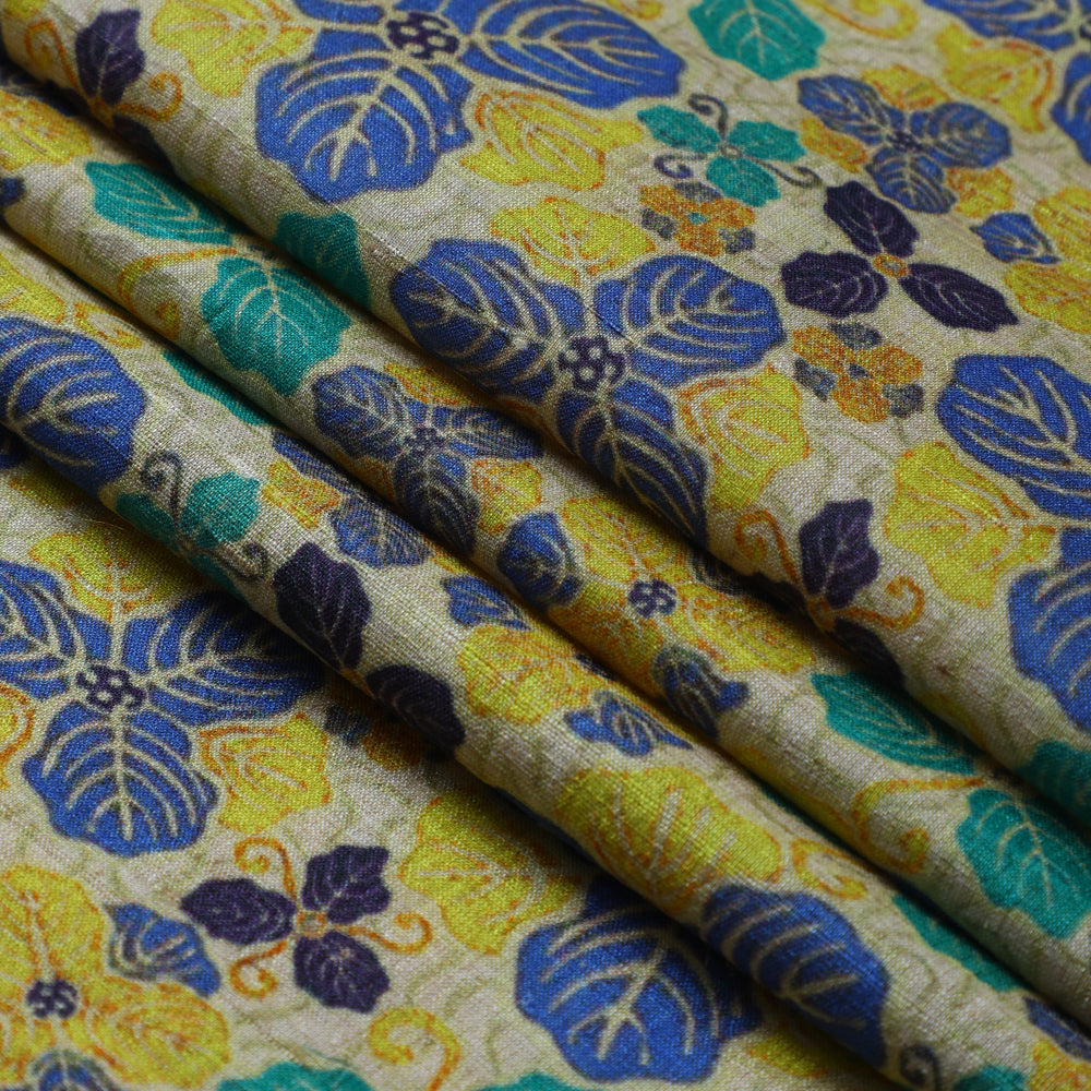 Multi Color Digital Printed Tussar Silk Fabric