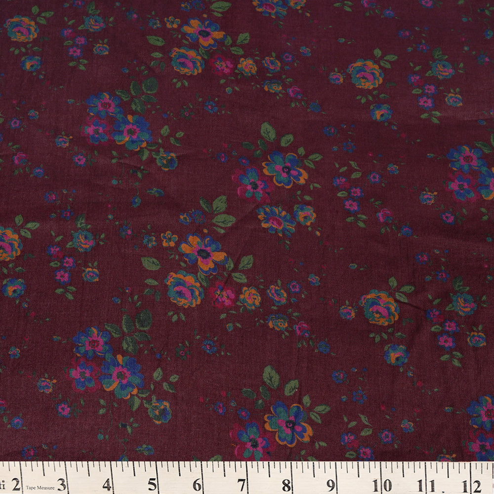 Mauve Color Digital Printed Muga Silk Fabric