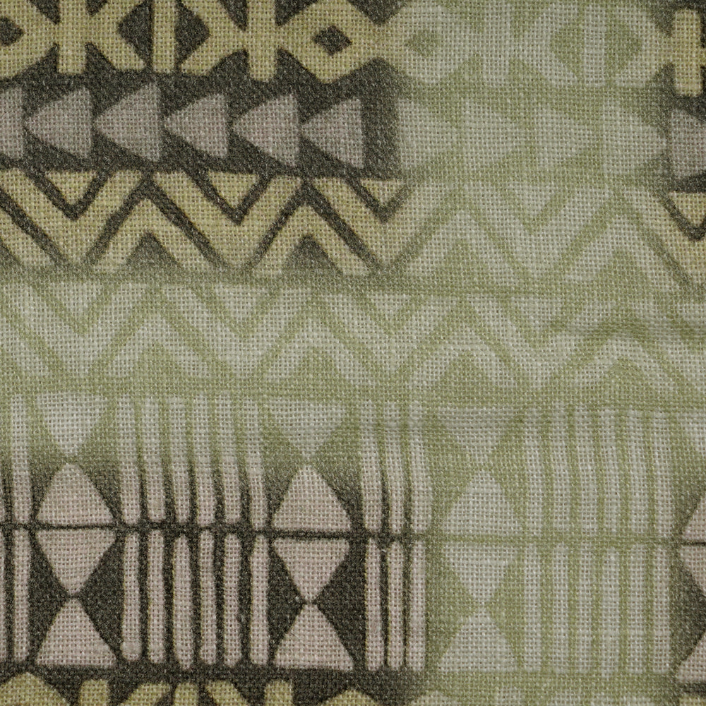 Green Color Digital Printed Linen Fabric