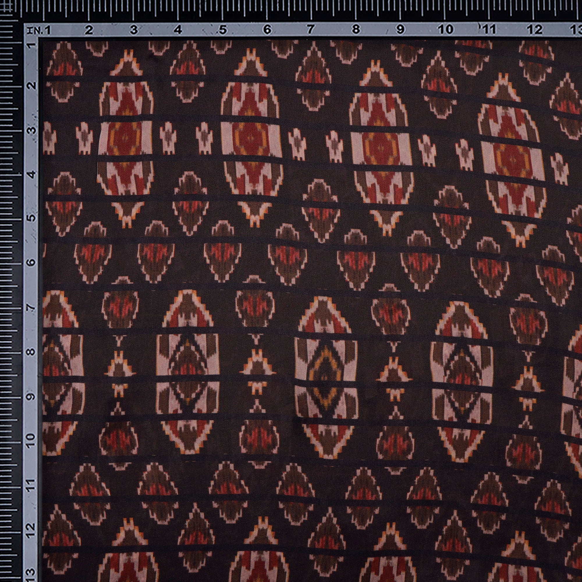 Dark Brown Color Digital Printed Bemberg Satin Fabric