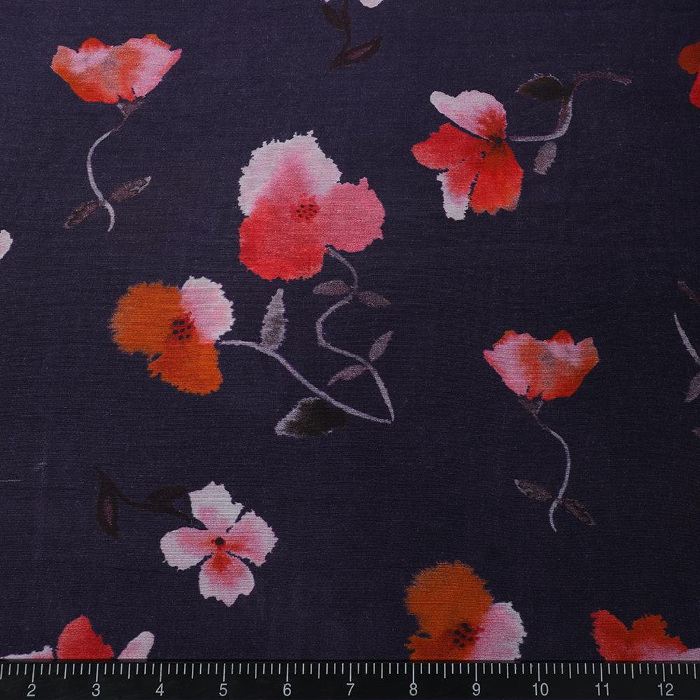 Dark Purple Color Digital Printed Bemberg Modal Fabric