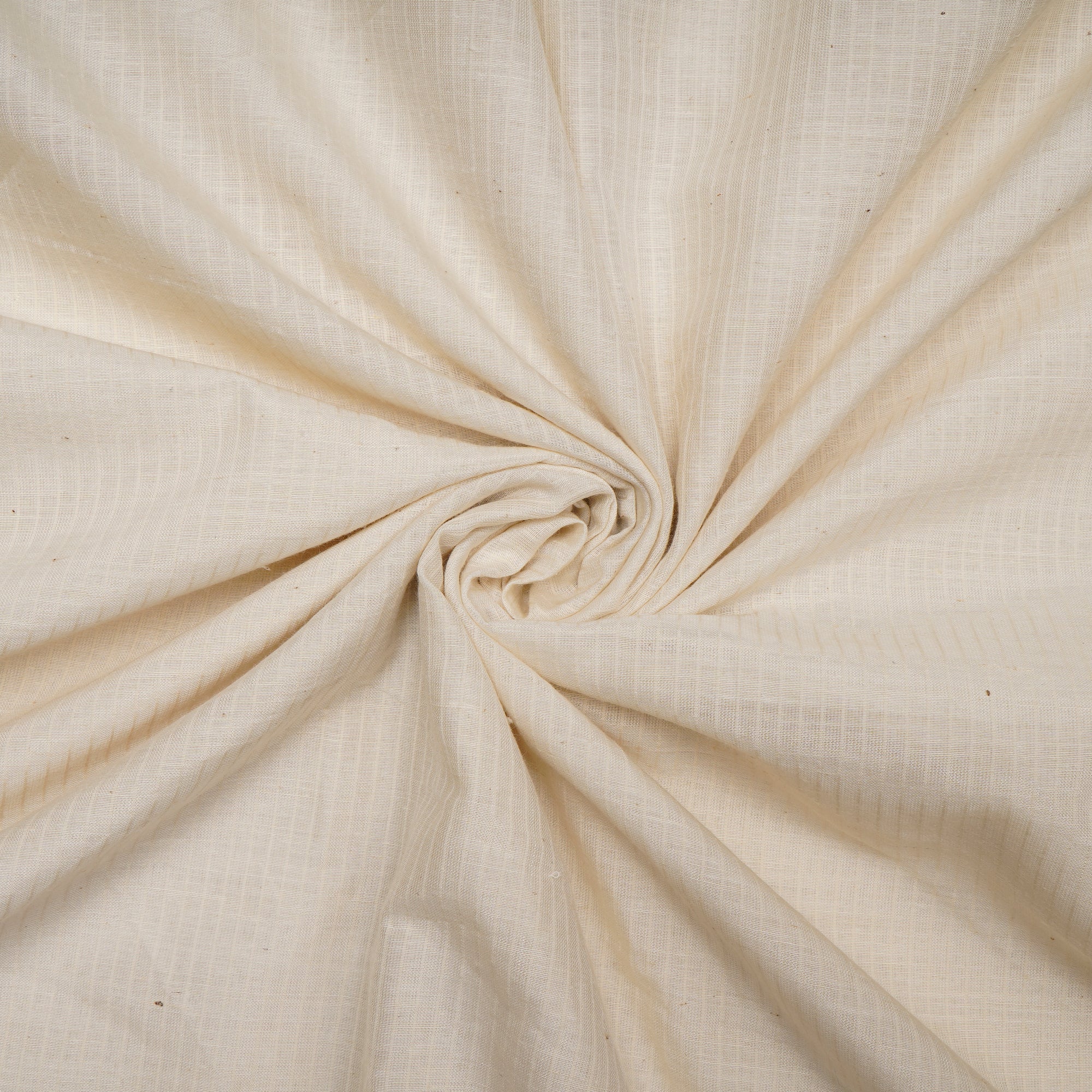 Off White Check Pattern Handloom Silk-Cotton Fabric