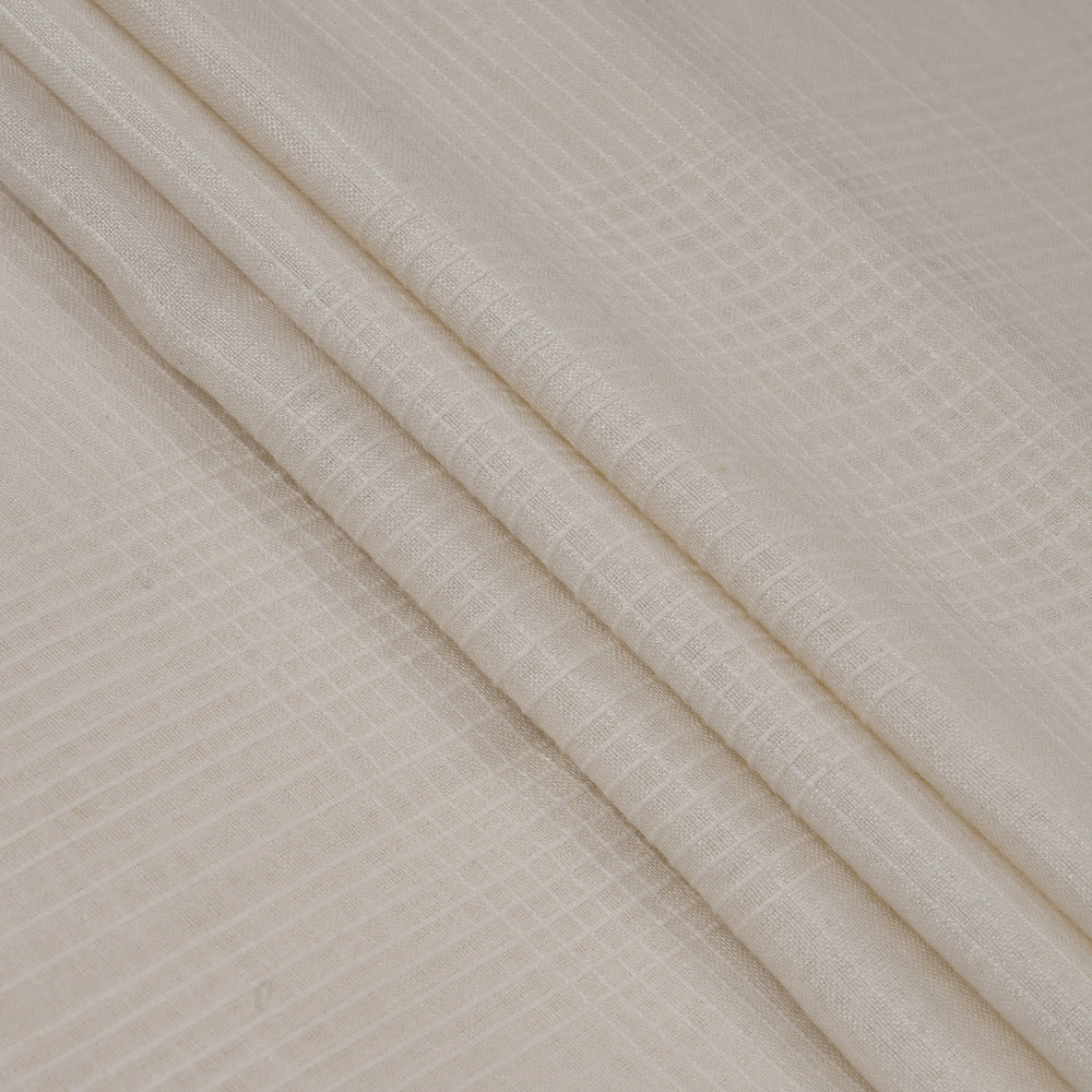 Off-White Color Cotton Silk Fabric with Zari Border