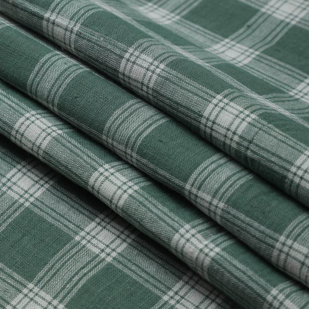 Fern Green-White Color Yarn Dyed Cotton Muslin Fabric