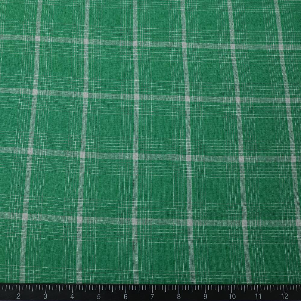 Lawn Green-White Color Yarn Dyed Cotton Muslin Fabric