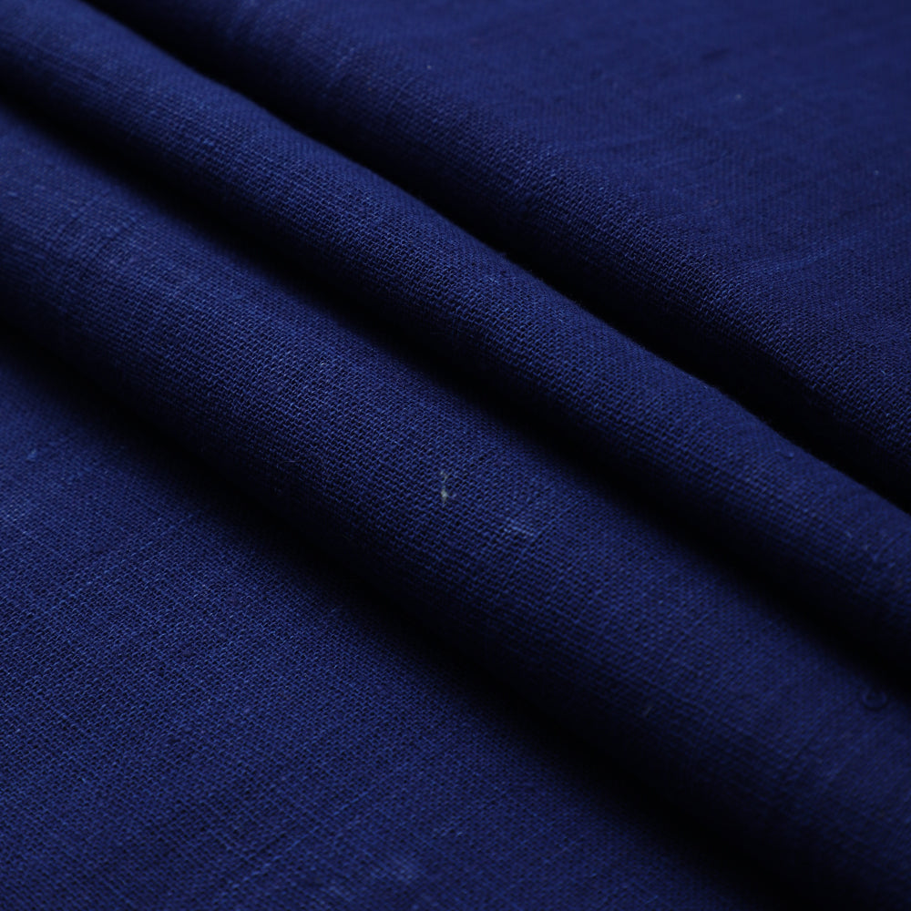 Navy Blue Color Handwoven Handspun Cotton Fabric