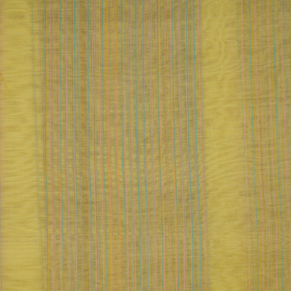 Yellow Color Handwoven Maheshwari Silk Fabric