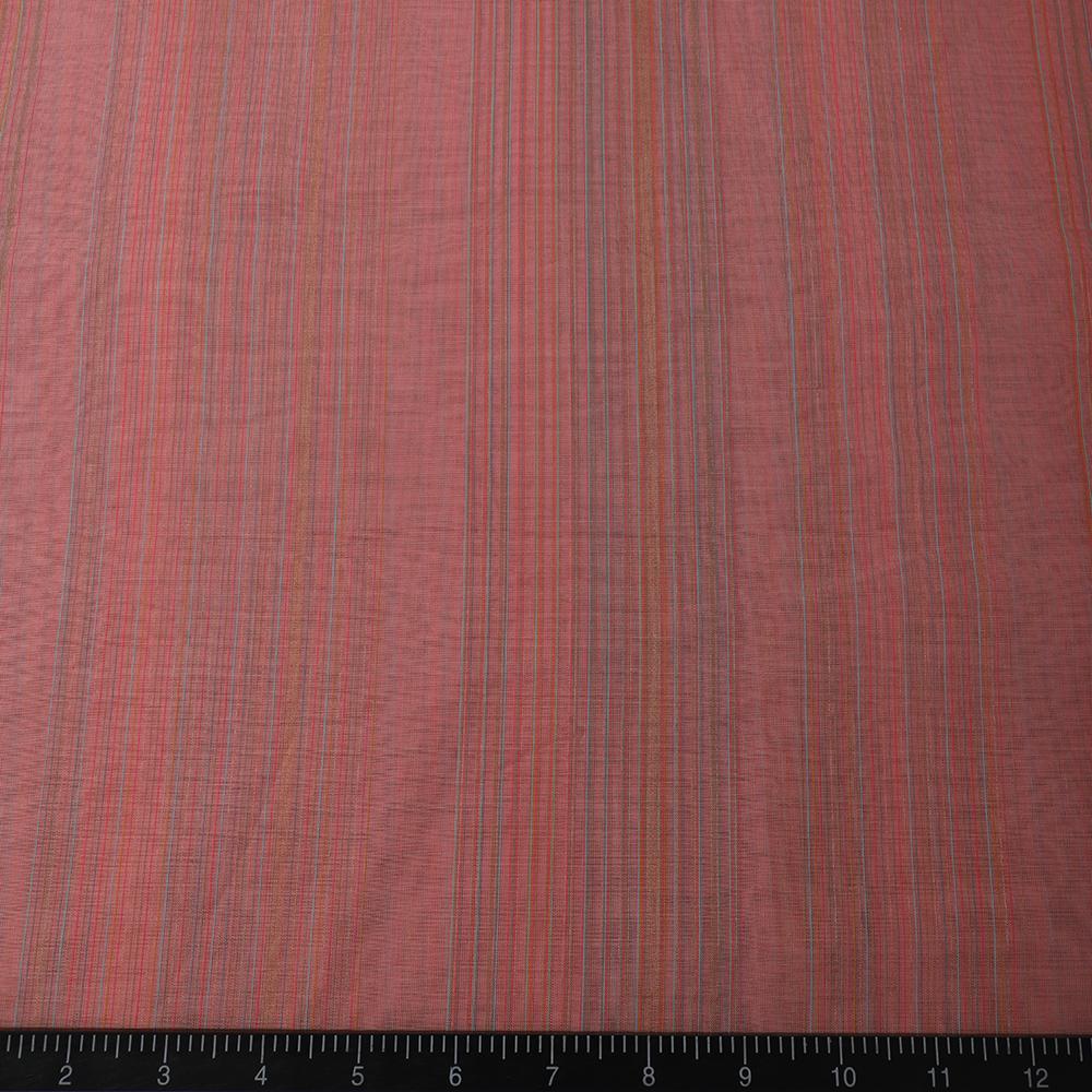 Flamingo pink Color Handwoven Maheshwari Silk Fabric
