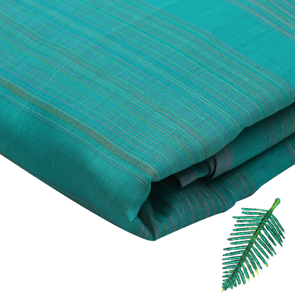 Blue Color Handwoven Maheshwari Silk Fabric