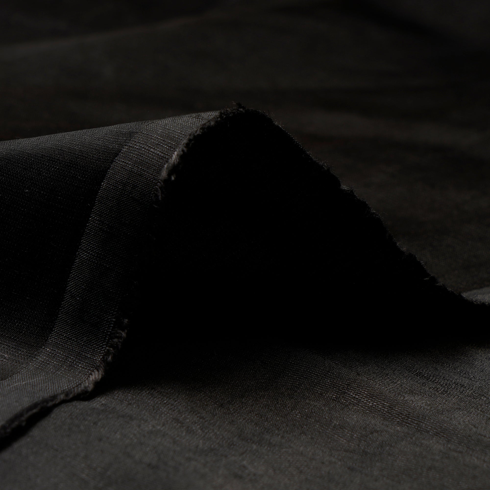 Black Color Heavy Linen Satin Fabric