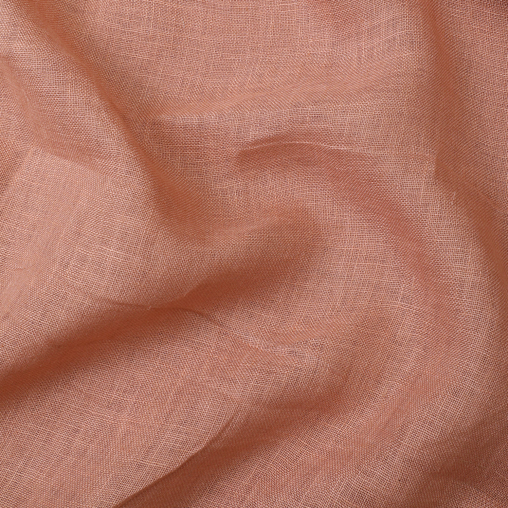Peachpuff Color Piece Dyed Gauge Linen Fabric with zari border