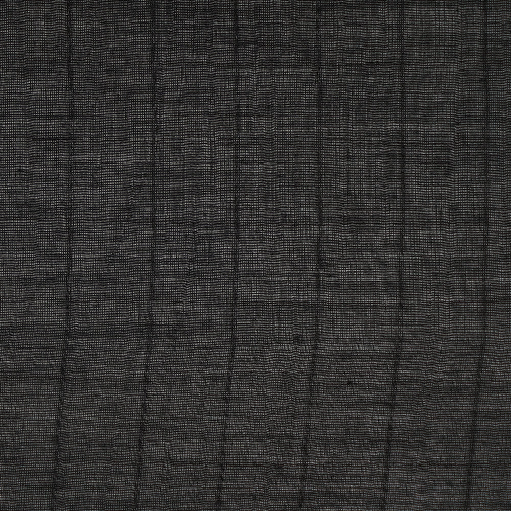 Black Color Checked Fancy Chanderi Fabric