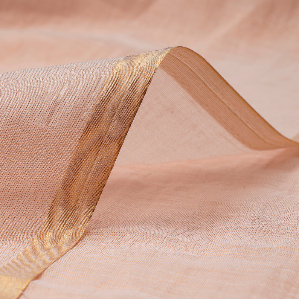 Peach Color Piece Dyed Pure Tissue Chanderi Fabric