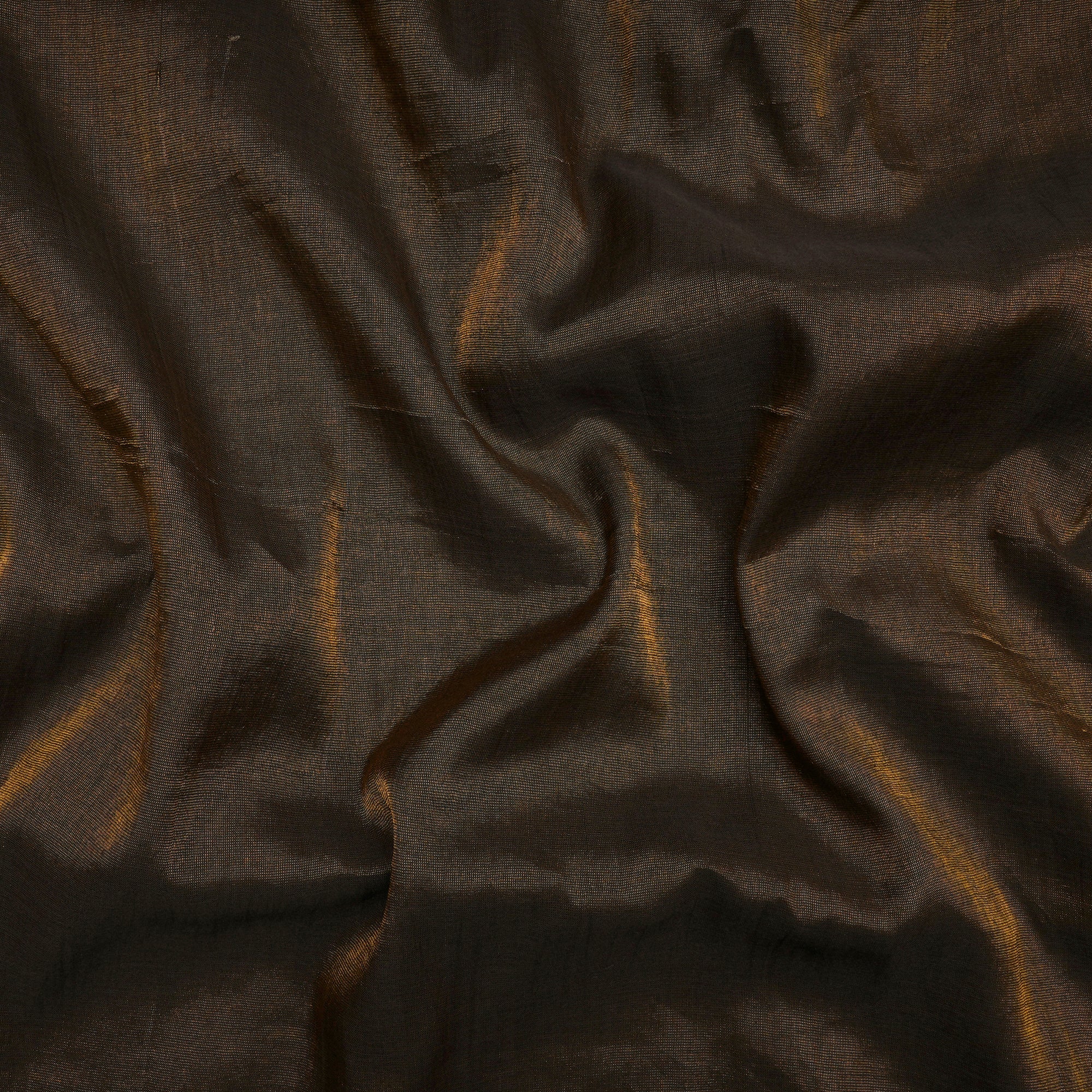 Brown-Gold Piece Dyed Pure Tissue Chanderi Fabric