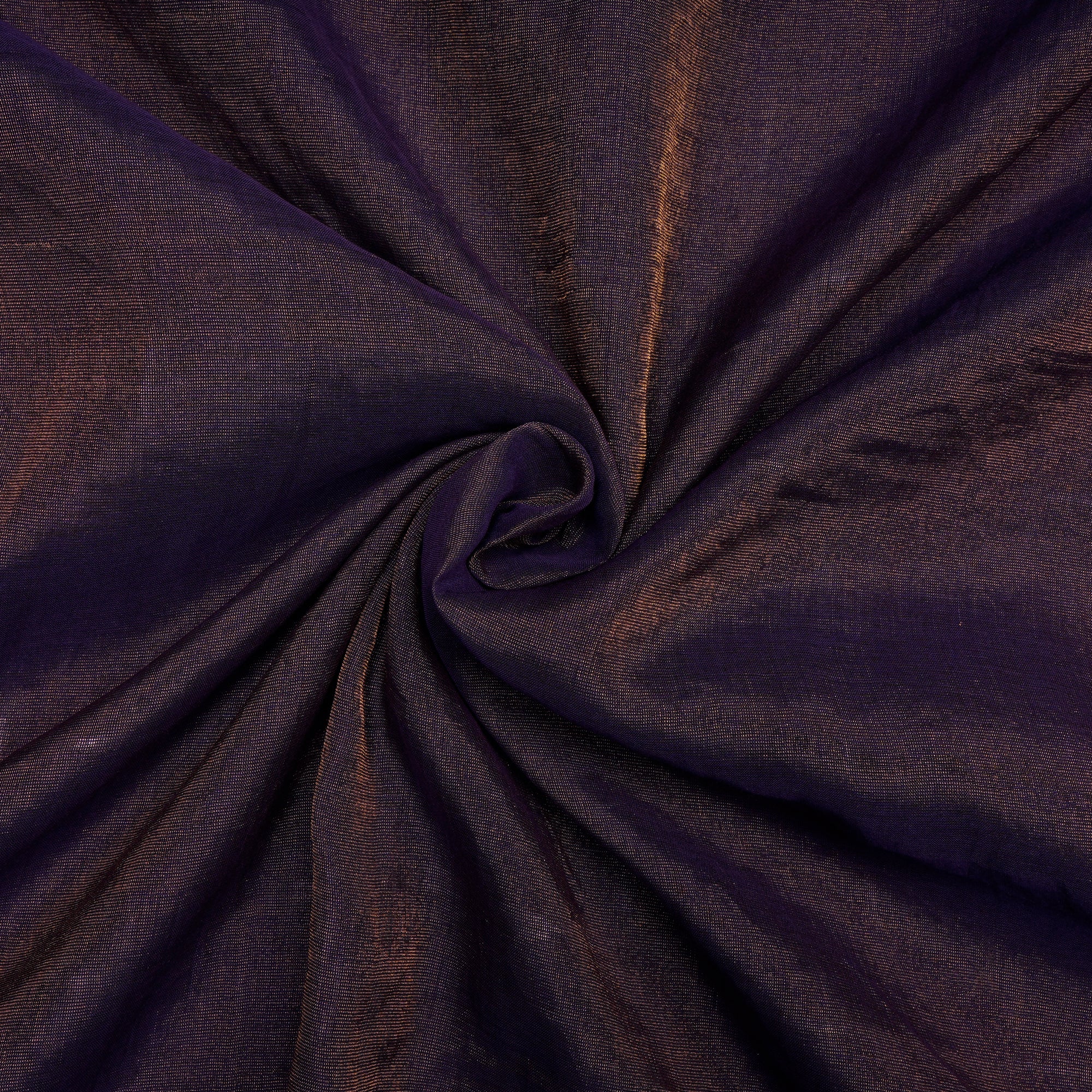 Dark Purple-Gold Piece Dyed Pure Tissue Chanderi Fabric