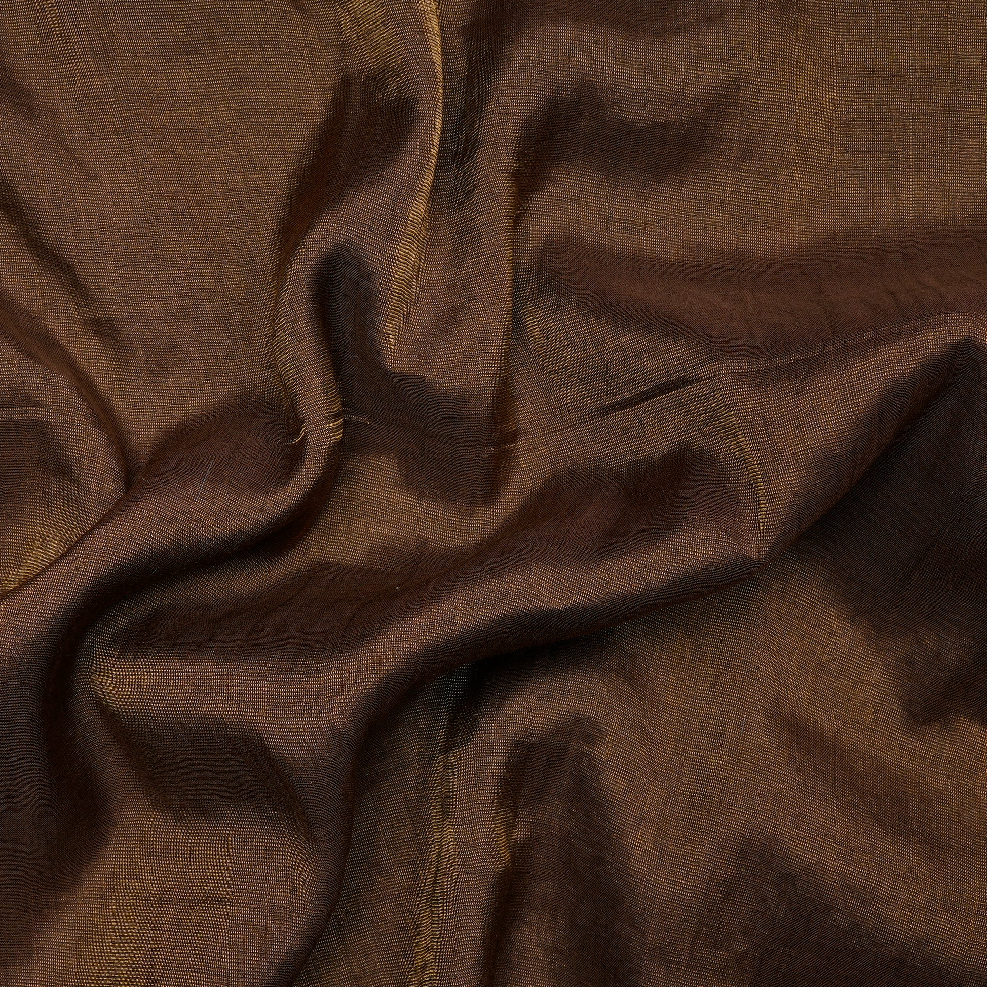 Brown-Gold Piece Dyed Pure Tissue Chanderi Fabric