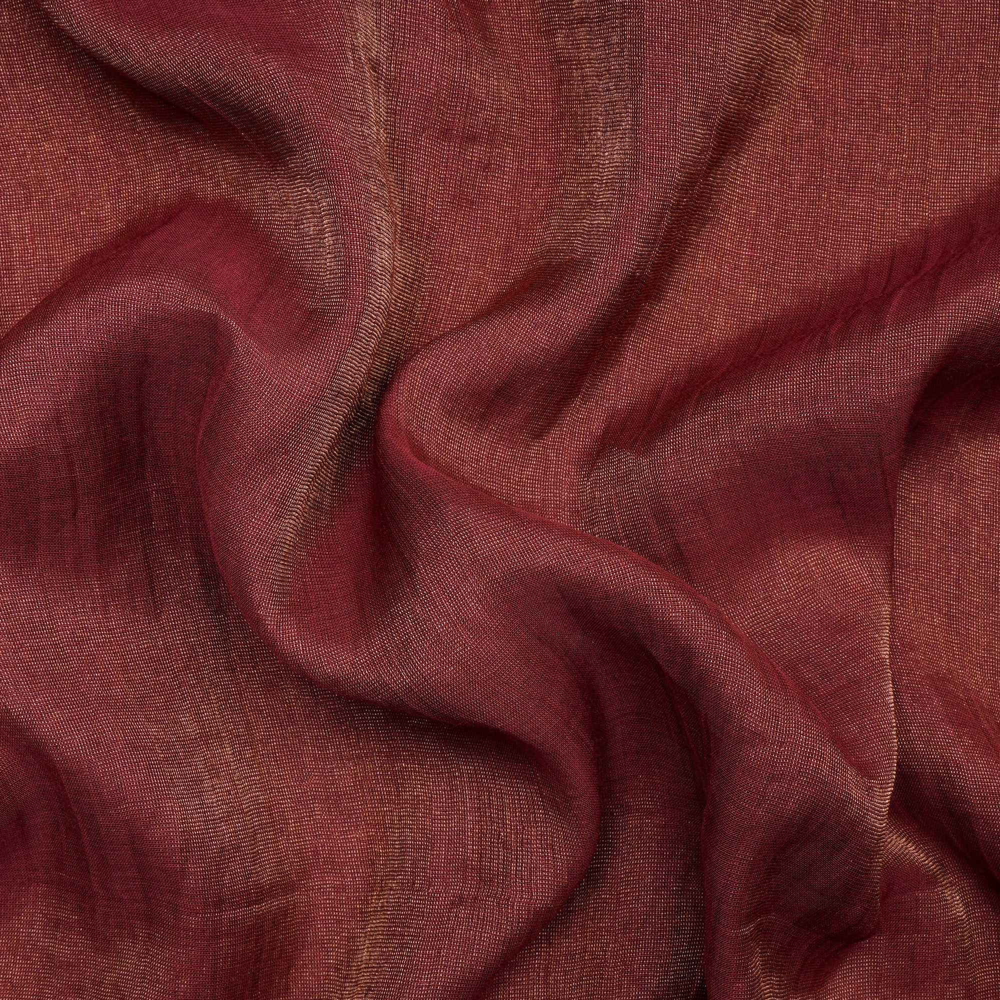 Deep Brown-Gold Piece Dyed Pure Tissue Chanderi Fabric