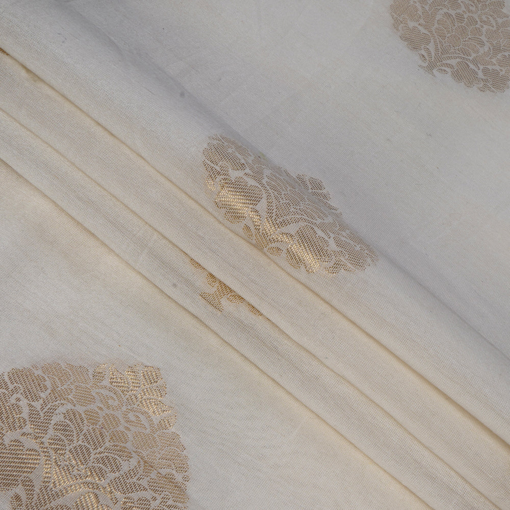 Off White Color Chanderi Jacquard Fabric