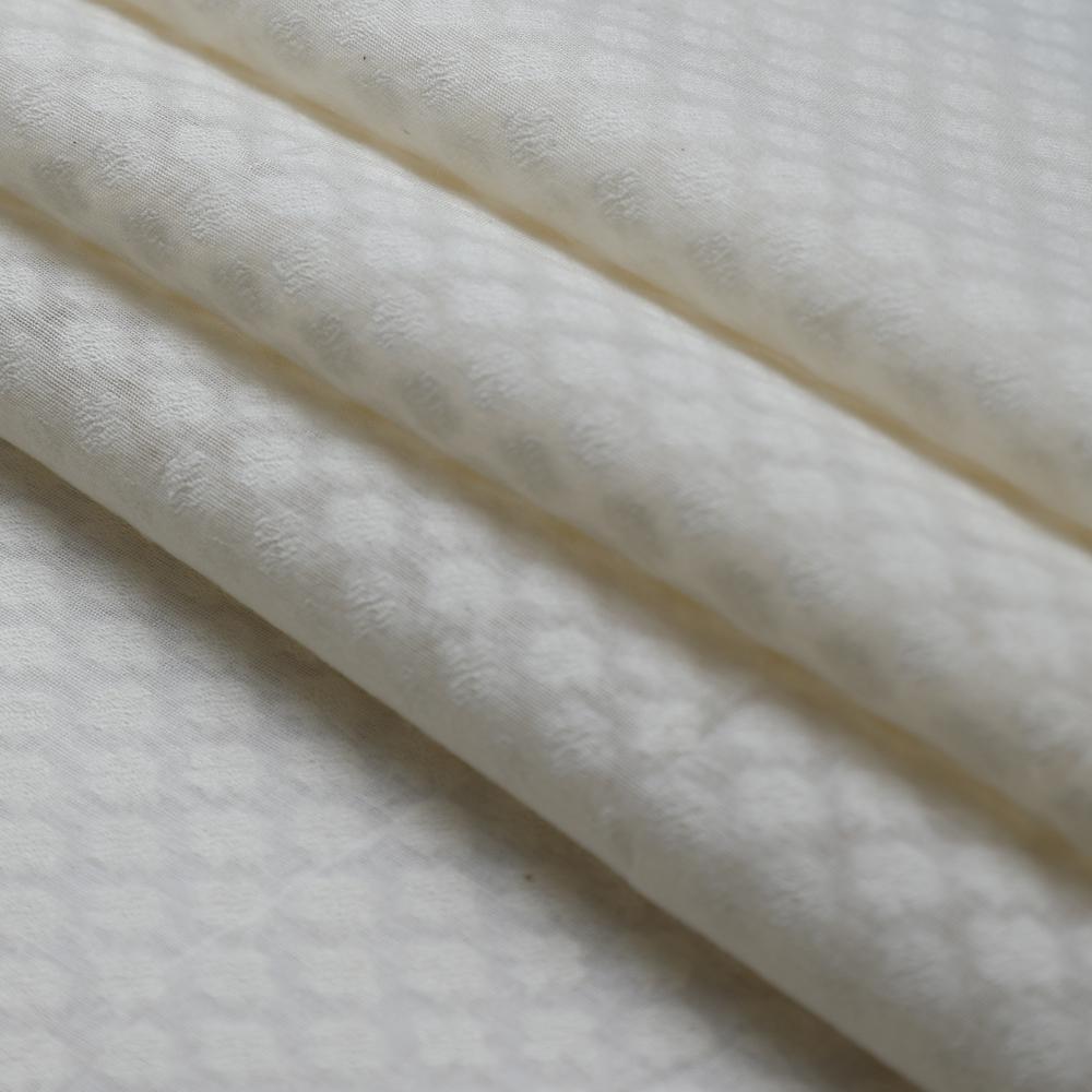 White Color Jacquard Silk Fabric