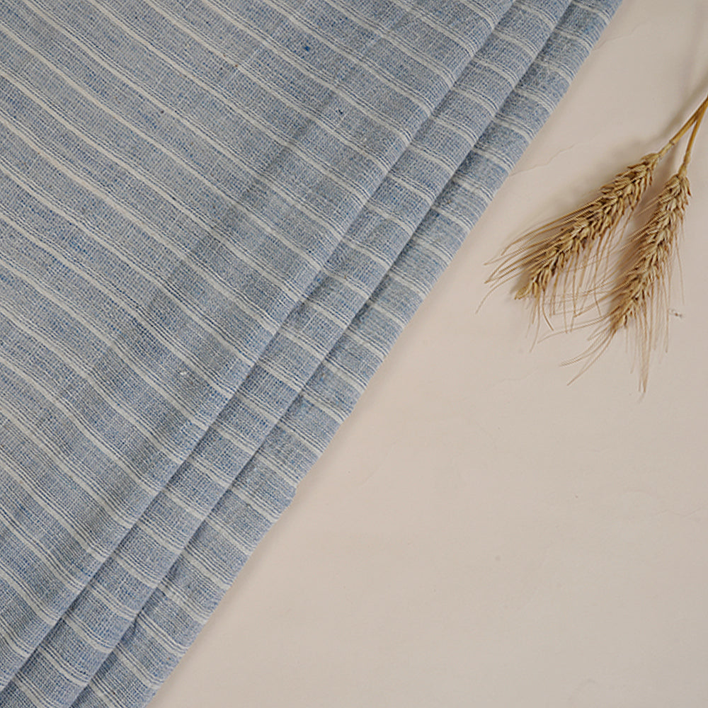 Blue Color Handwoven Handspun Muslin Cotton Fabric