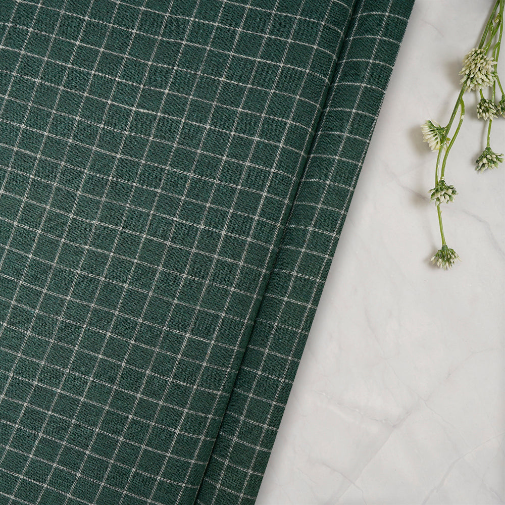 Green Woven Handspun Handwoven Kala Cotton Fabric