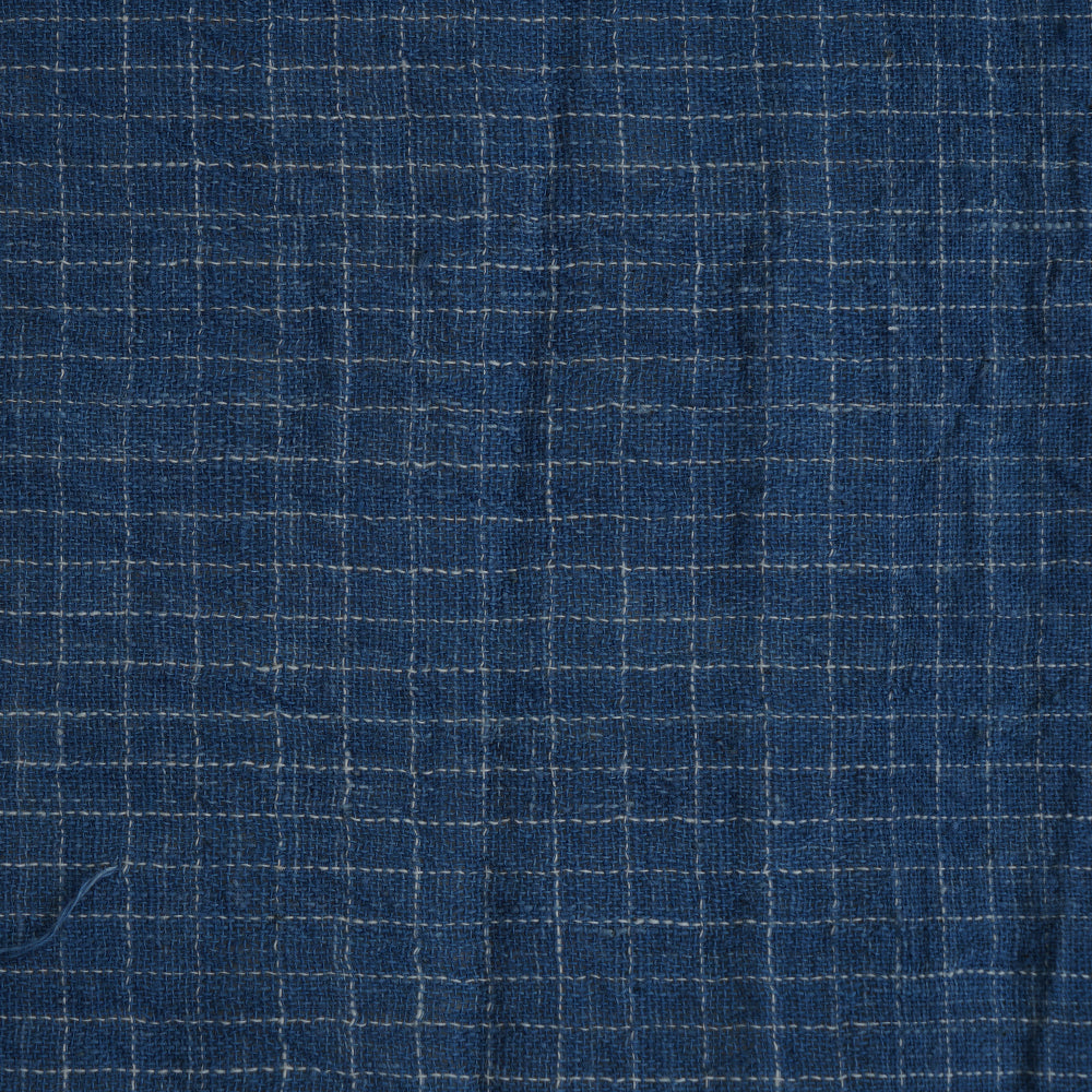 Dark Blue Color Handwoven Handspun Kala Cotton Fabric