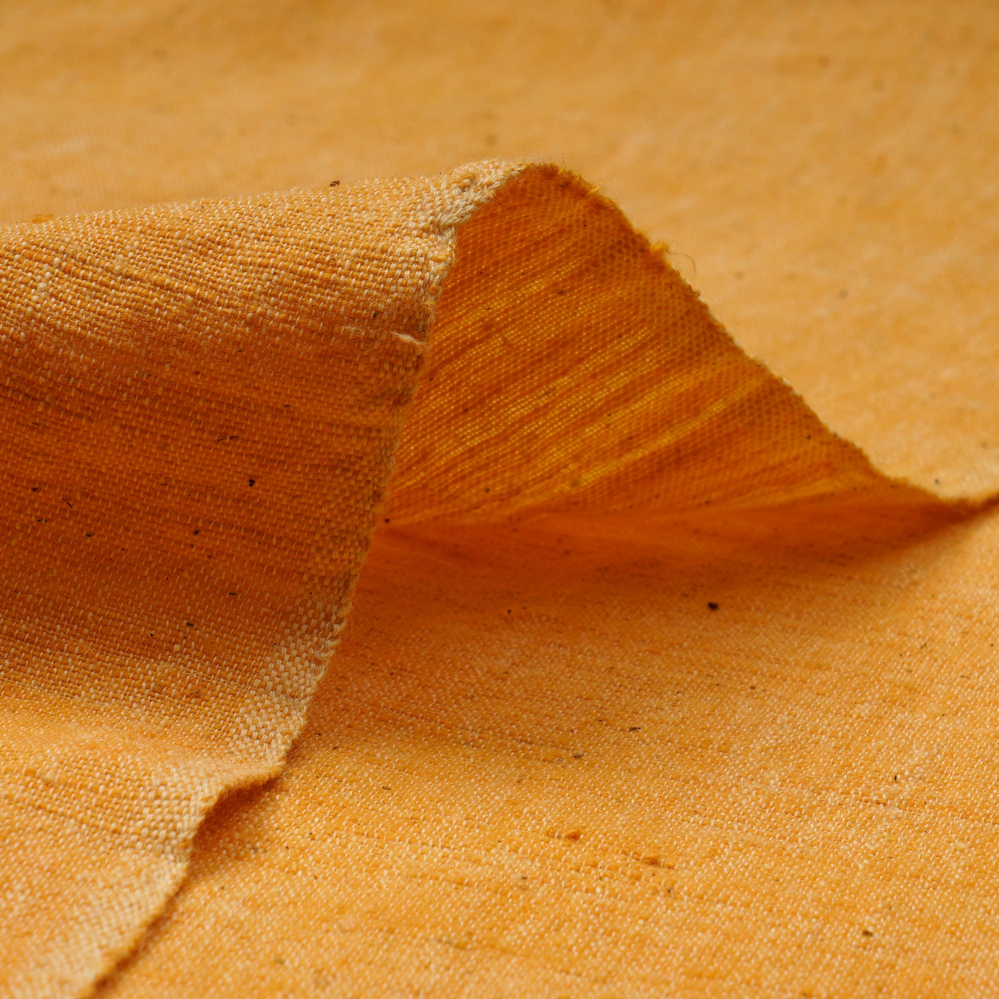 Yellowish Orange Solid Handspun Handwoven Kala Cotton Fabric