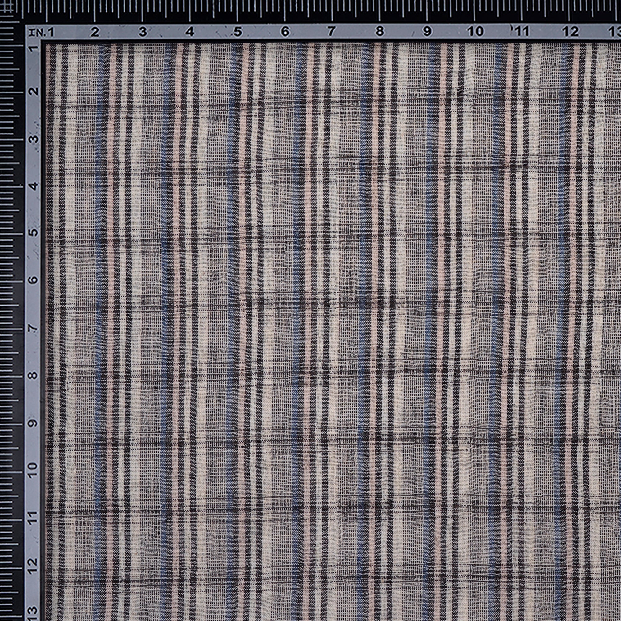 Multi Stripe Pattern Handspun Handwoven Kala Cotton Fabric