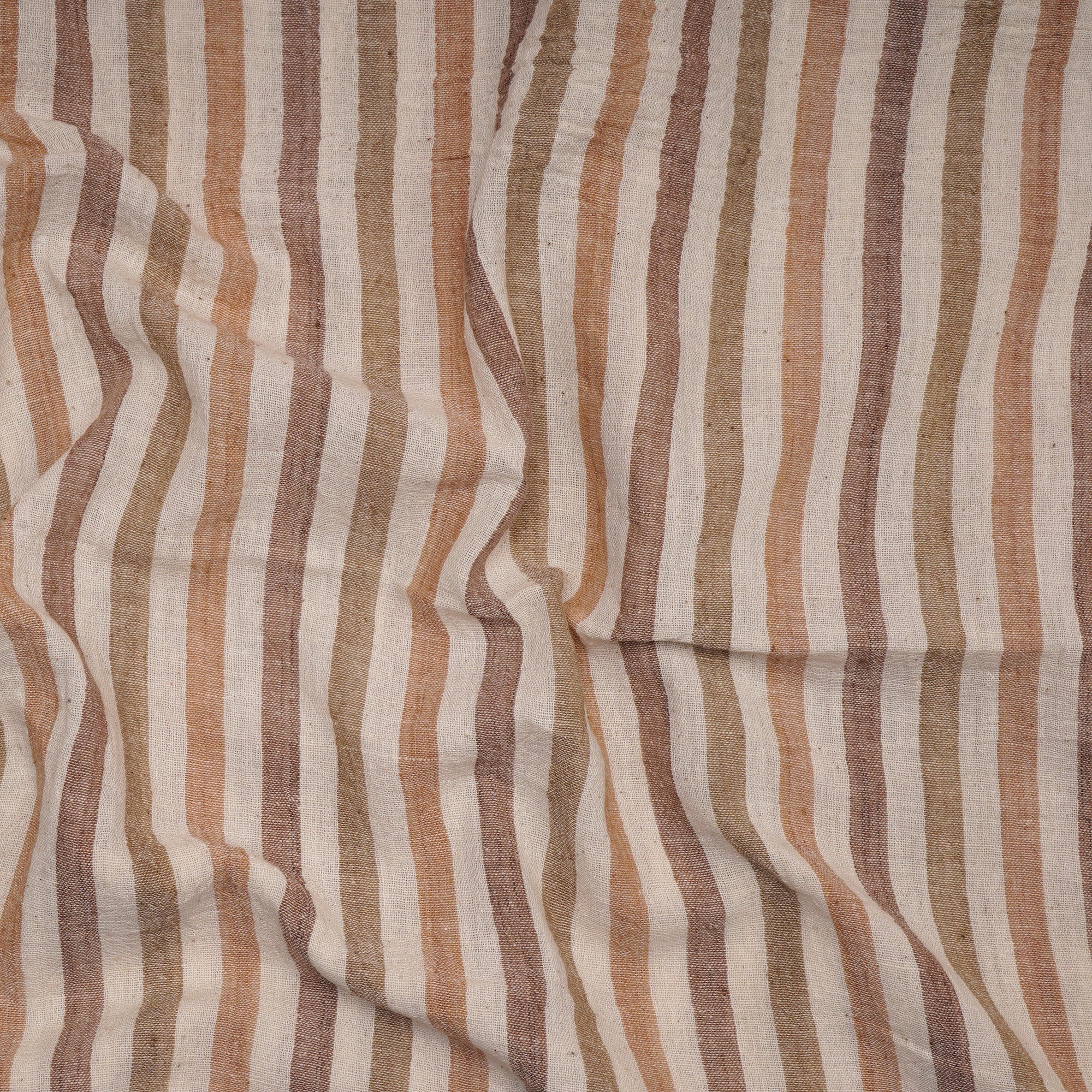 Multi Stripe Pattern Handspun Handwoven Kala Cotton Fabric