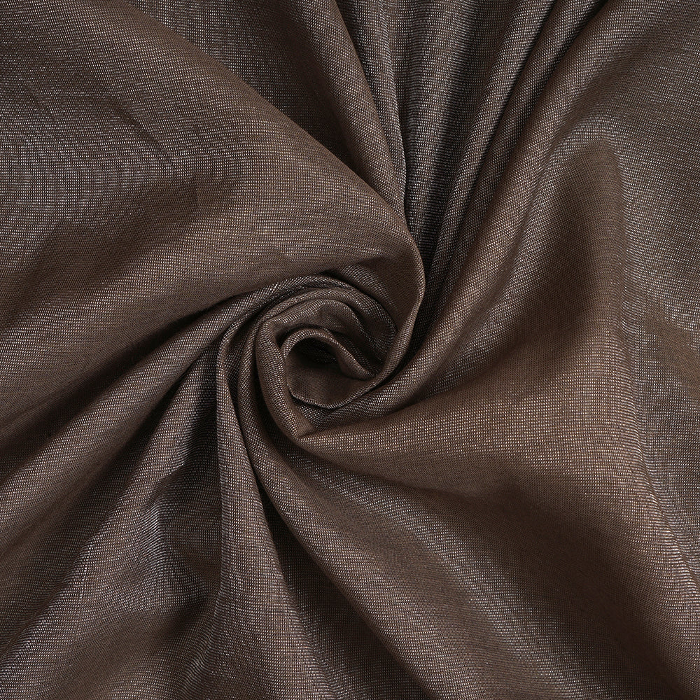 Otter Brown Color Silver Tissue Chanderi Fabric