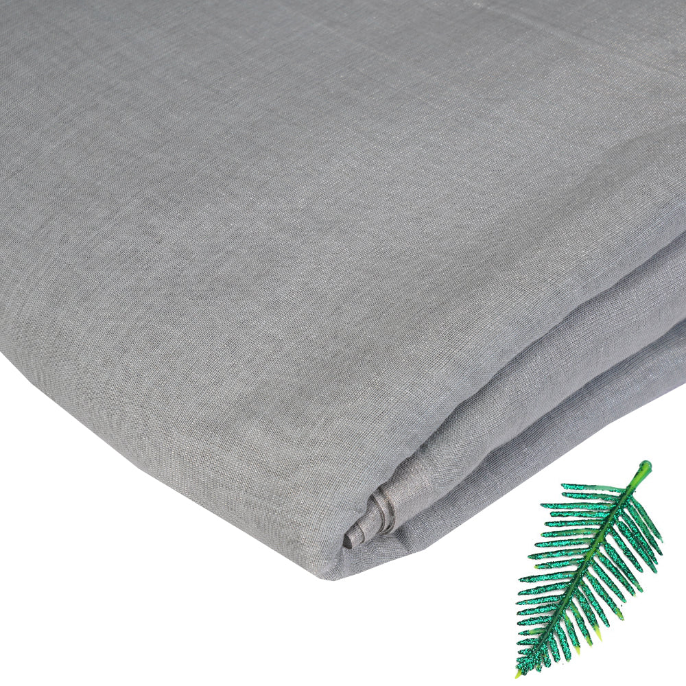Grey Color Silver Tissue Chanderi Fabric