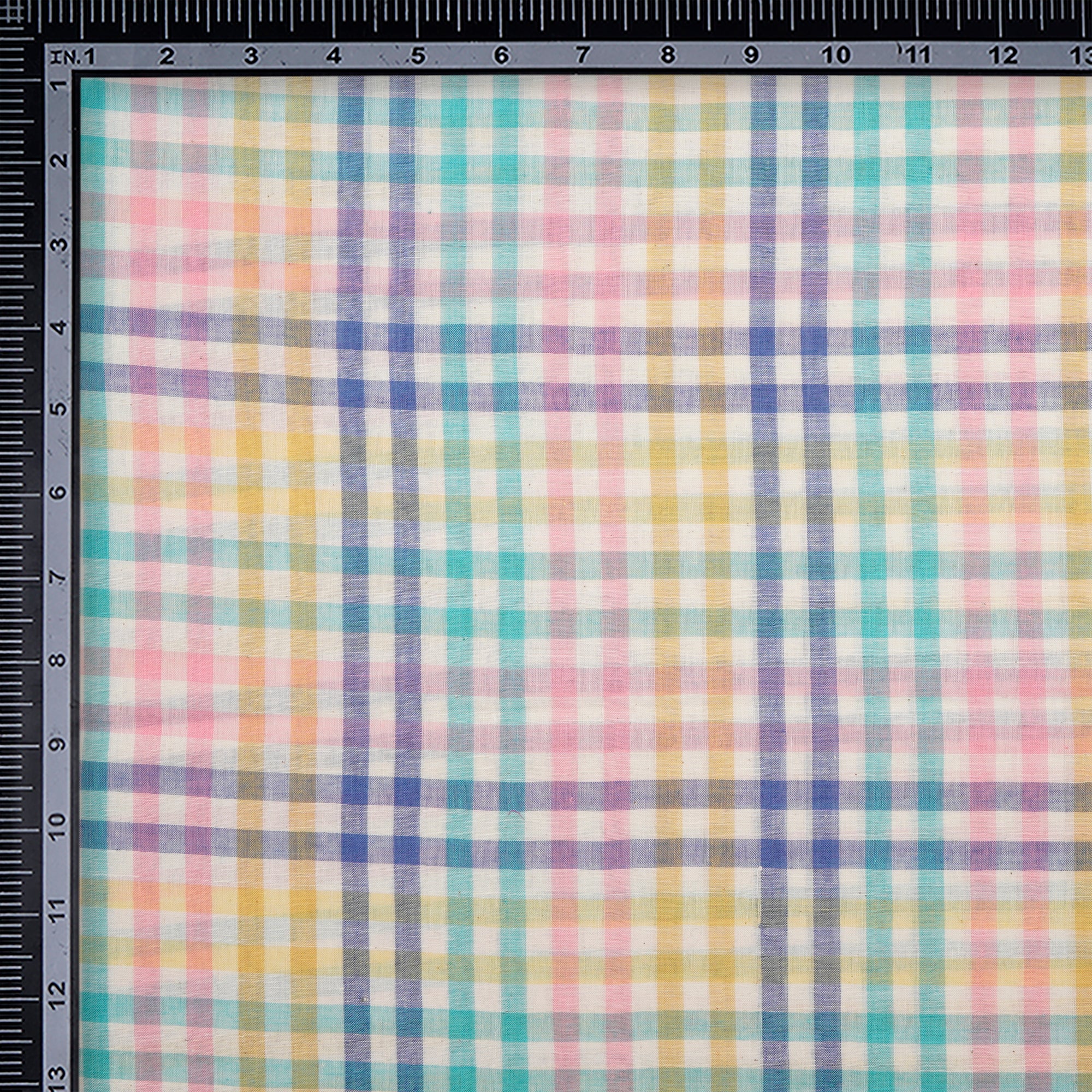 Multi Color Woven Check Pattern Cotton Fabric