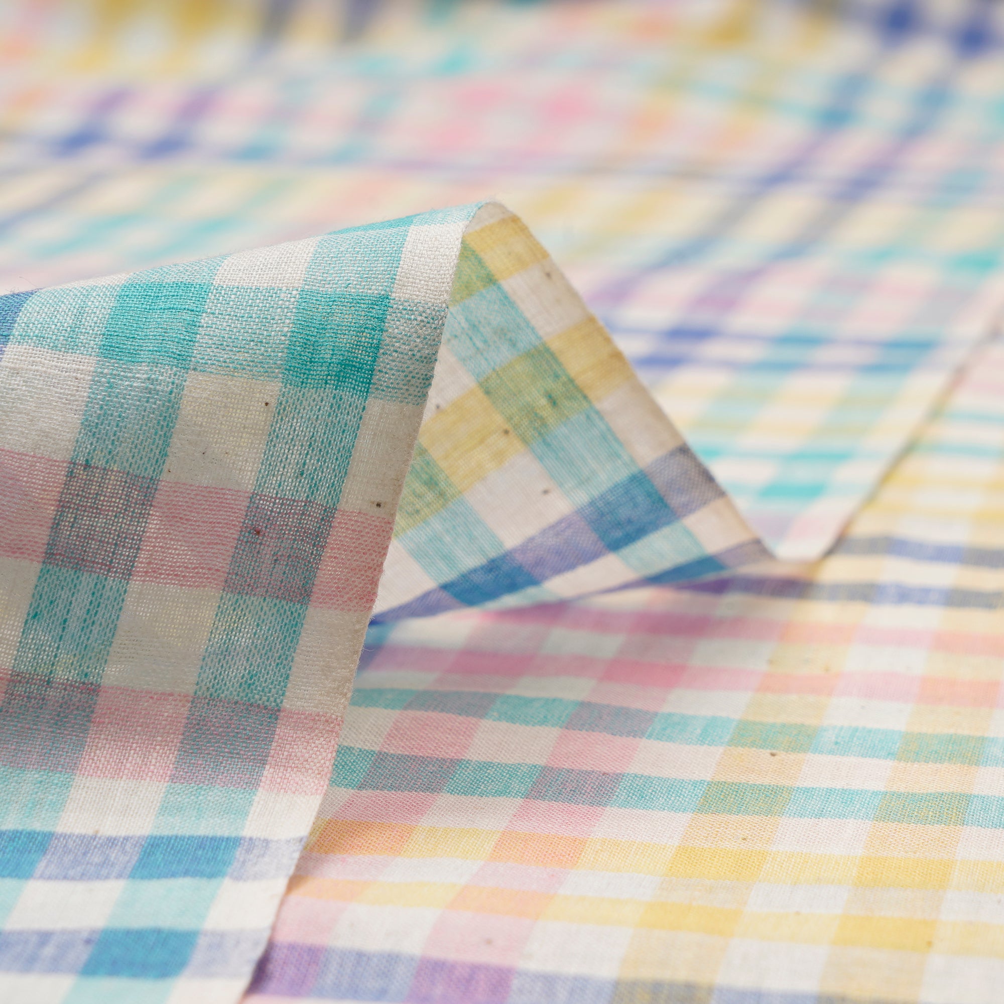 Multi Color Woven Check Pattern Cotton Fabric