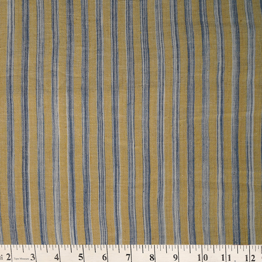 Yellow-Blue Color Handwoven Handspun Kala Cotton Fabric