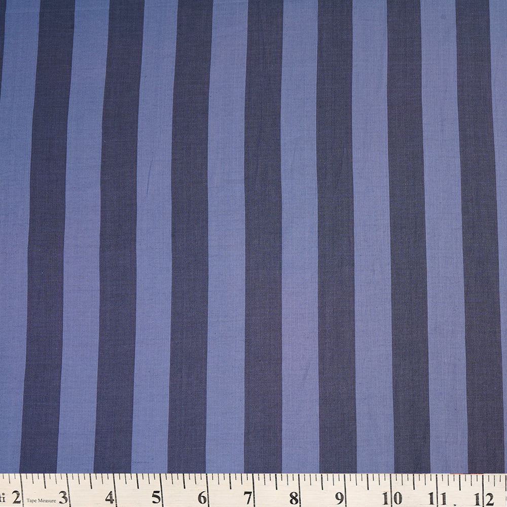 Grey-Blue Color Handwoven Striped Cotton Fabric