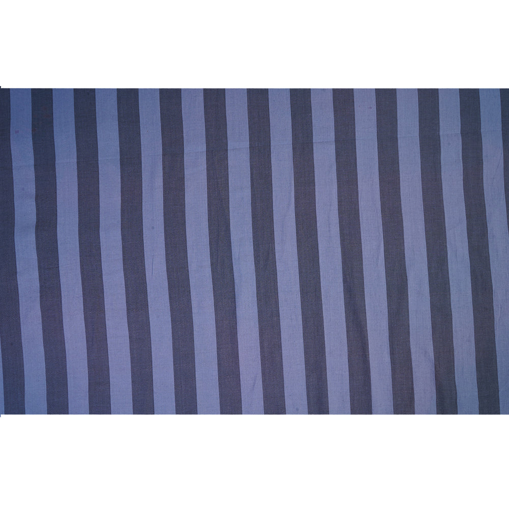 Grey-Blue Color Handwoven Striped Cotton Fabric