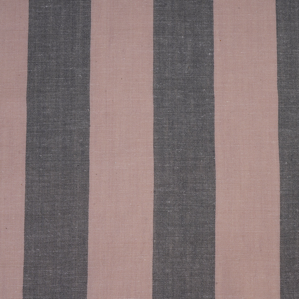 Grey Color Handwoven Striped Cotton Fabric