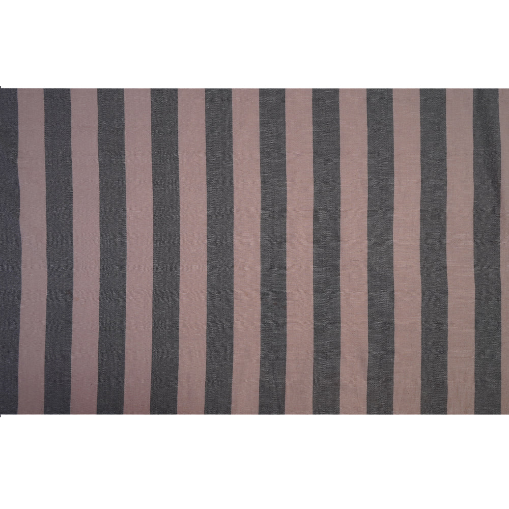 Grey Color Handwoven Striped Cotton Fabric