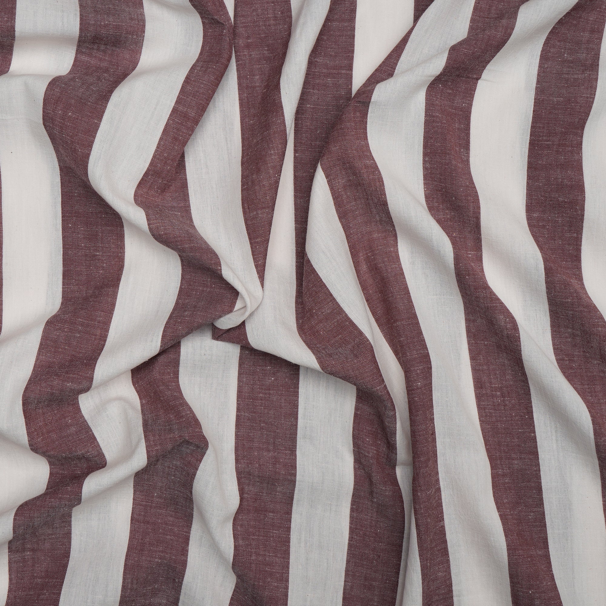 White-Brown Striped Pattern Handwoven Cotton Fabric