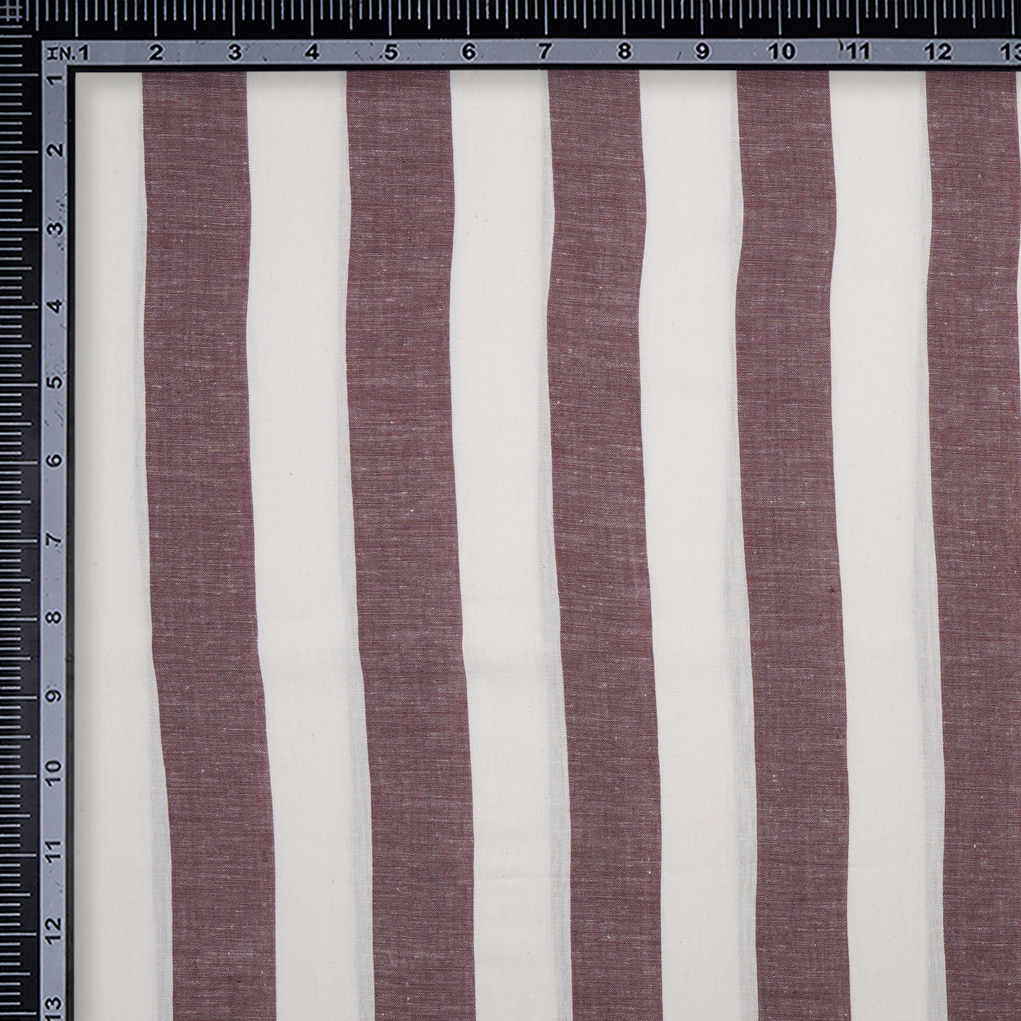 White-Brown Striped Pattern Handwoven Cotton Fabric