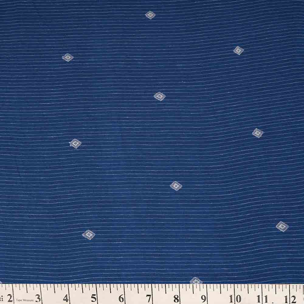 Blue Color Handwoven Handspun Kala Cotton Fabric