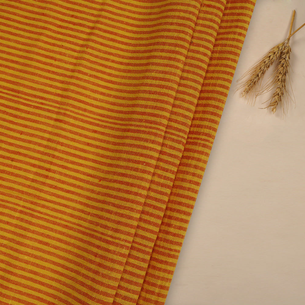 Yellow-Orange Color Handwoven Handspun Kala Cotton Fabric