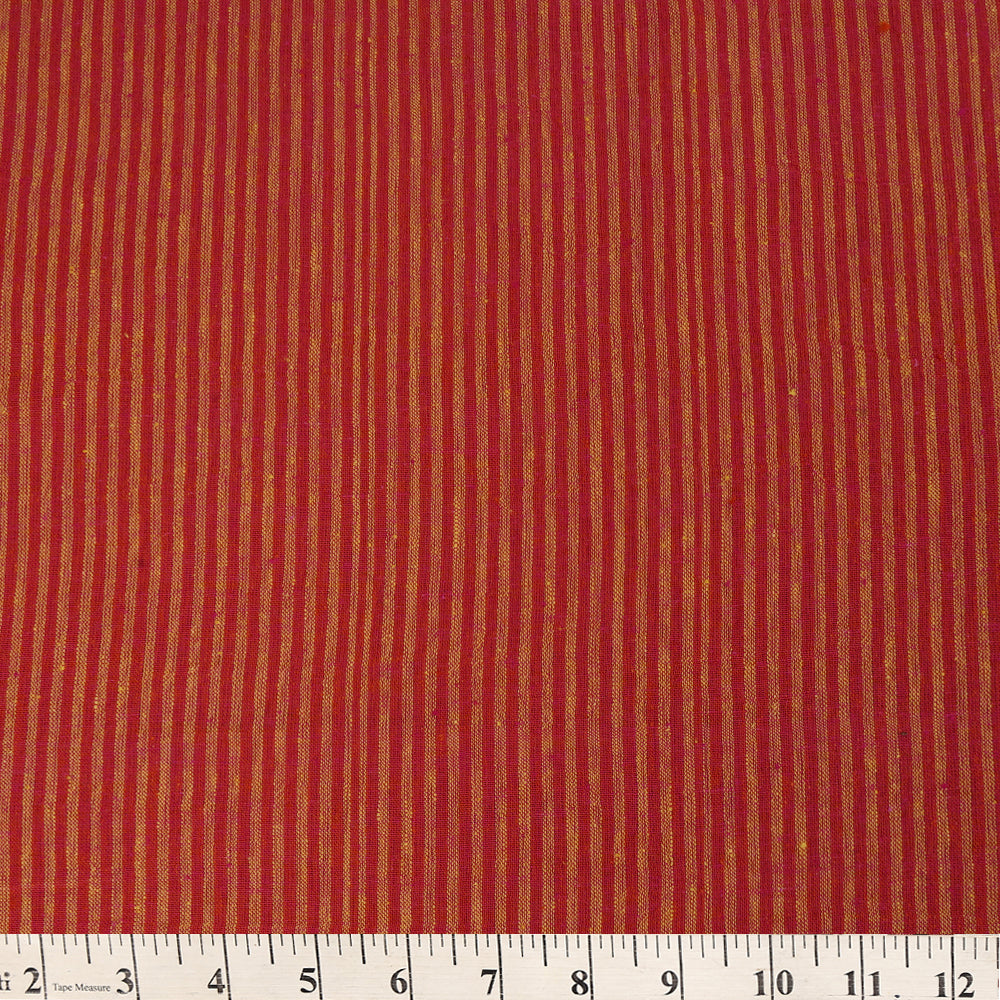 Red-Yellow Color Handwoven Handspun Kala Cotton Fabric