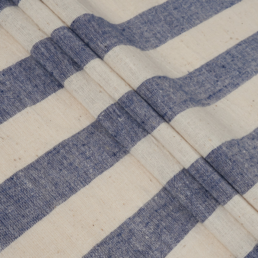 Blue-White Color Handwoven Handspun Kala Cotton Fabric