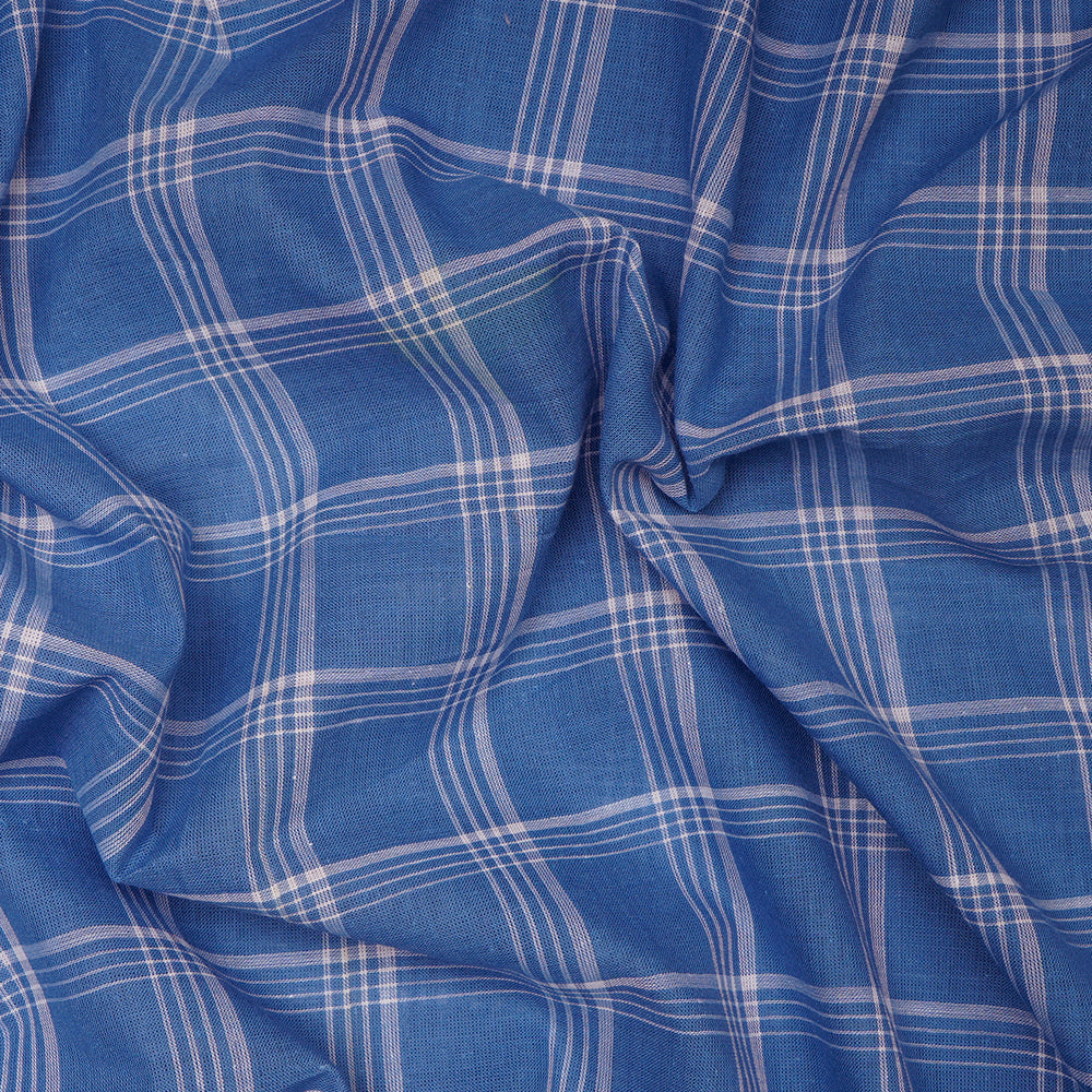 Blue Color Yarn Dyed Fancy Check Pattern Woven Cotton Fabric