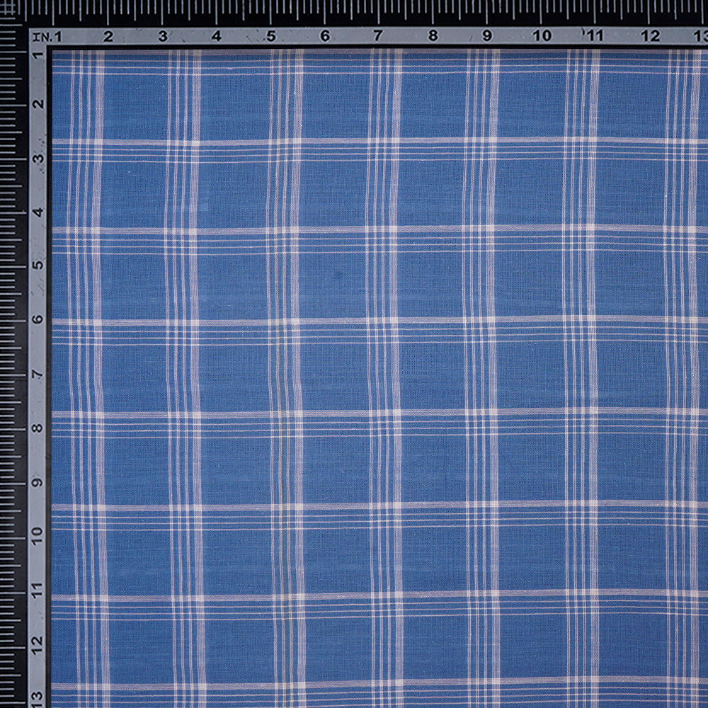 Blue Color Yarn Dyed Fancy Check Pattern Woven Cotton Fabric