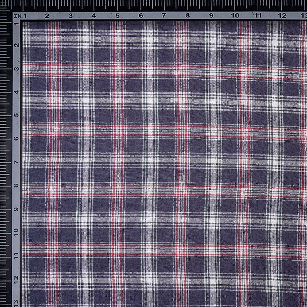 Navy-White Color Yarn Dyed Check Pattern Woven Cotton Fabric