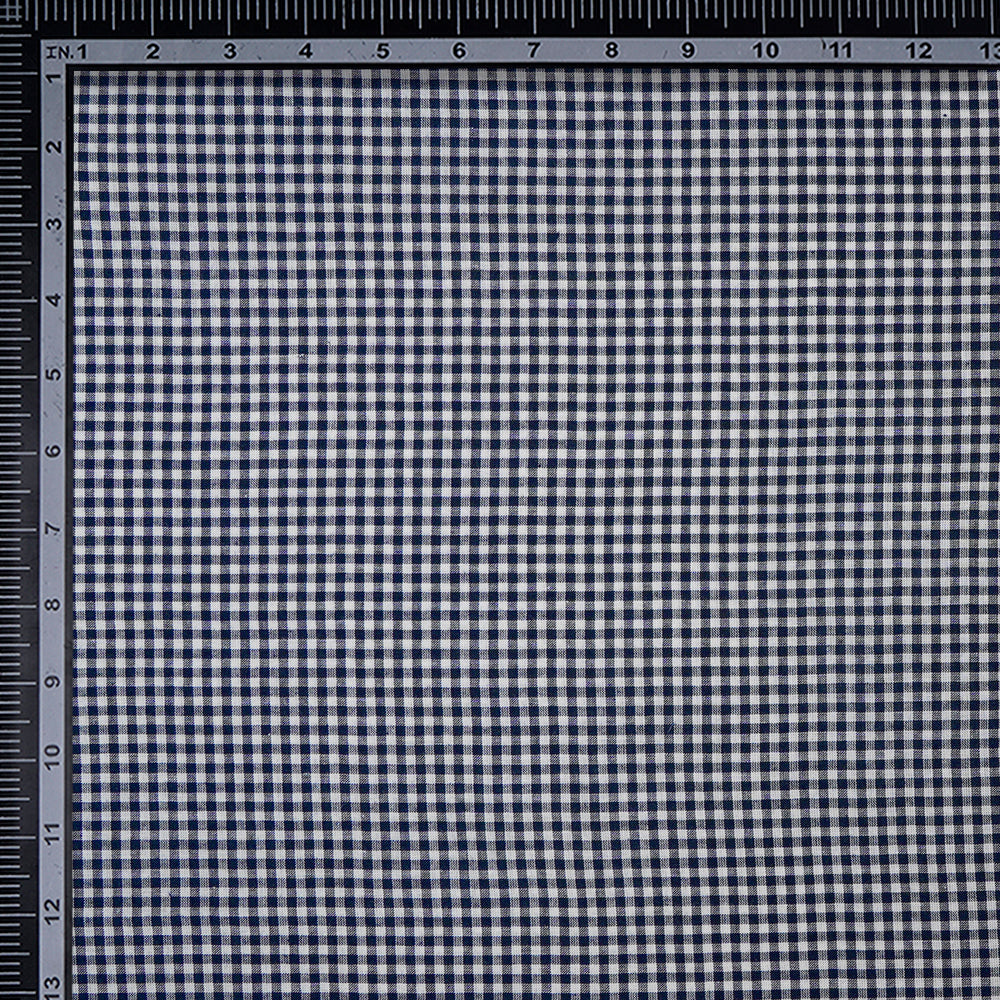 Navy - White Color Yarn Dyed Check Pattern Woven Cotton Fabric