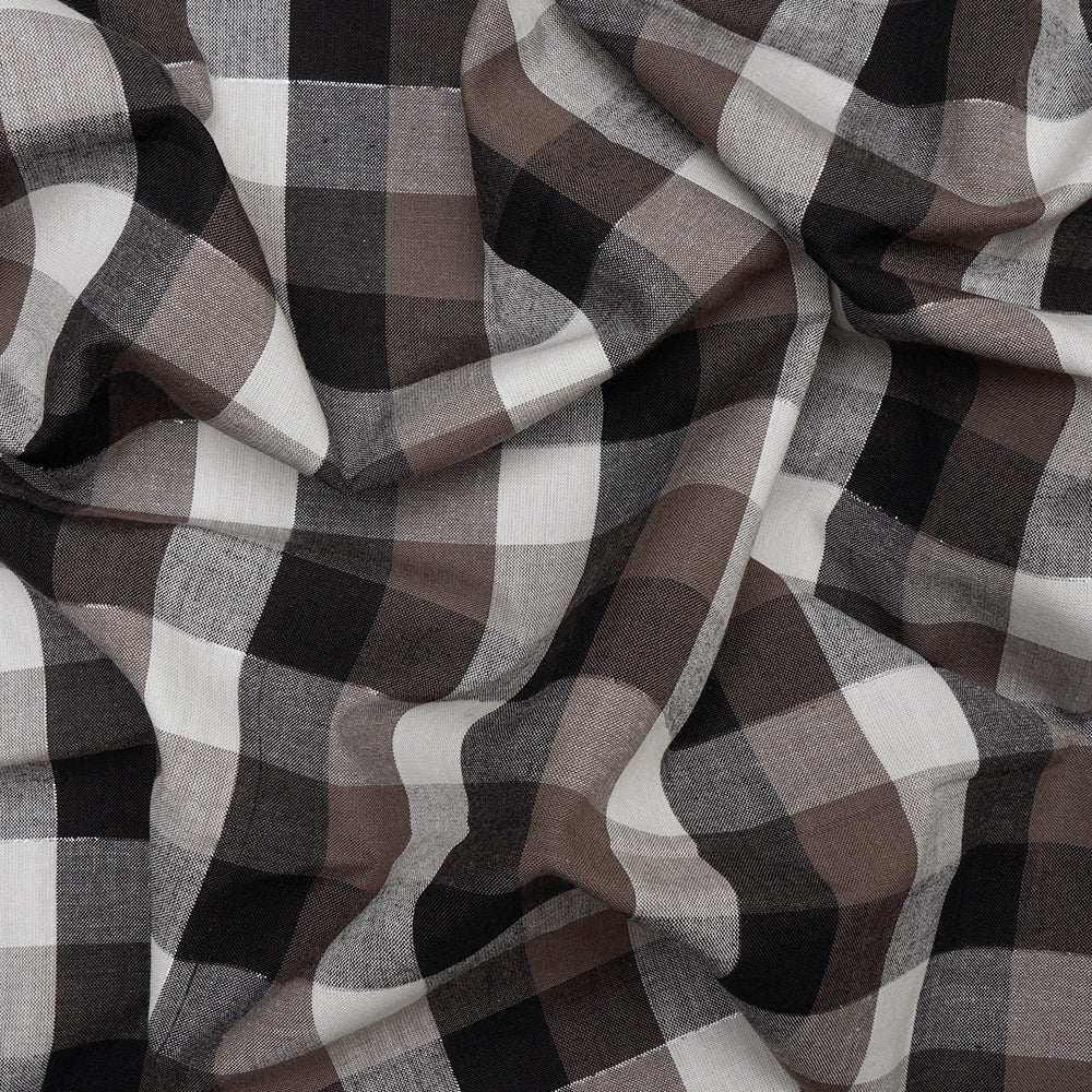 Black - White Color Yarn Dyed Check Pattern Woven Cotton Fabric