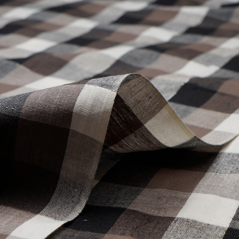 Black - White Color Yarn Dyed Check Pattern Woven Cotton Fabric